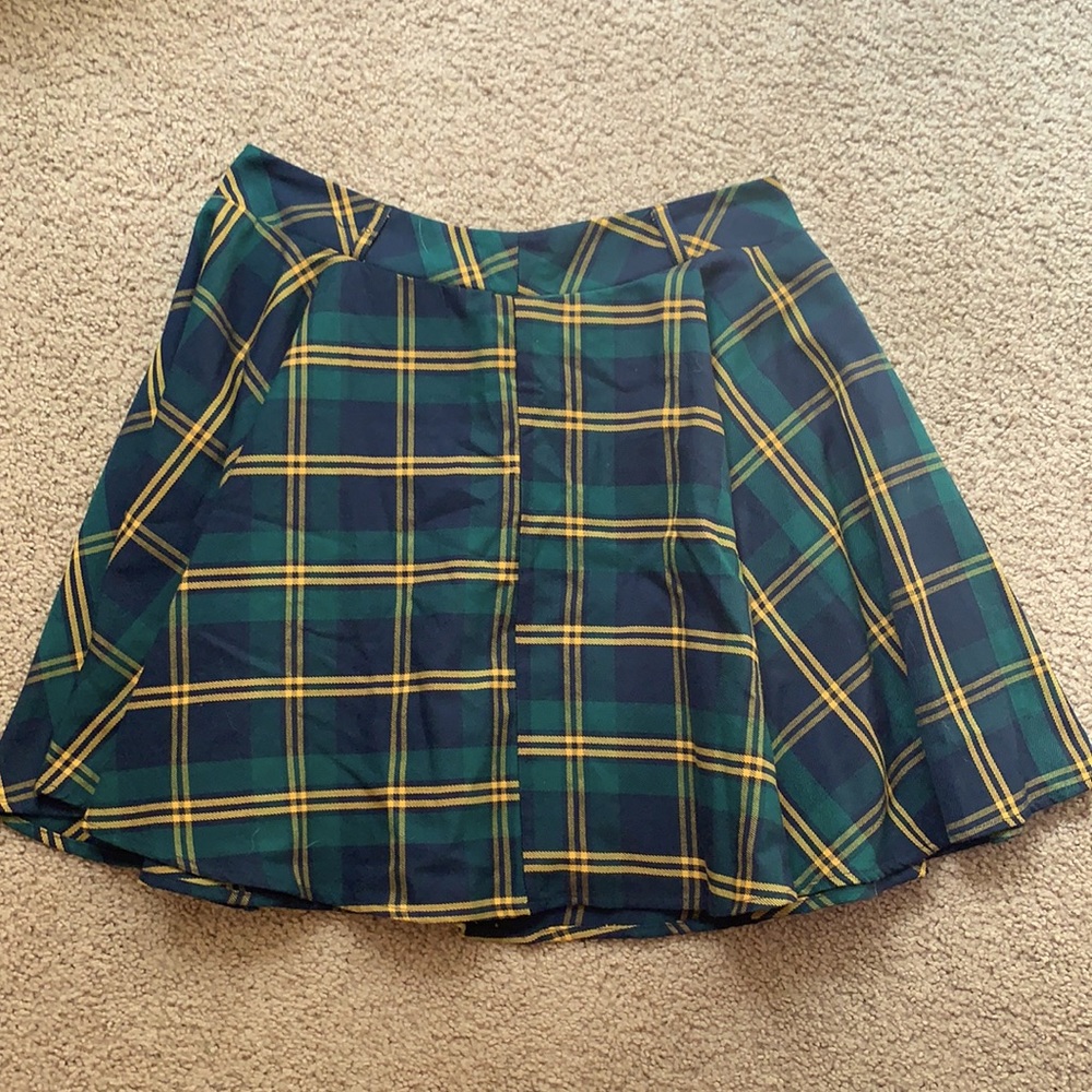 Plaid Circle Skirt with Belt Loops